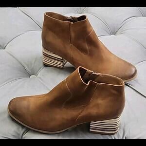 Antelope Boots 576 Zip Up Brown Leather Ankle Booties Womens Shoes 41 11 $235